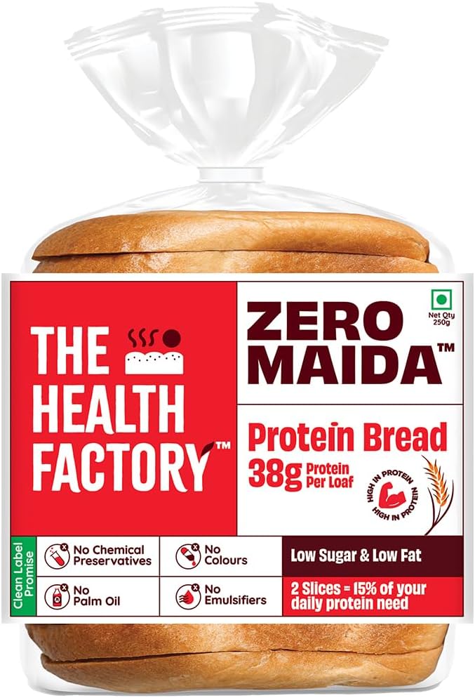 The Health Factory Zero Maida Protein Bread 250g | Clean Label, Not Brown