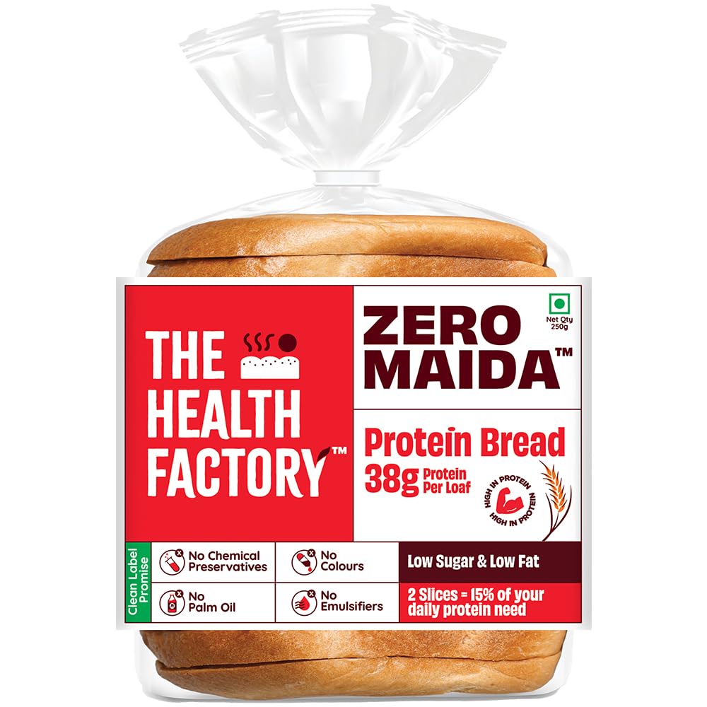 The Health Factory Zero Maida Protein Bread 250g | Clean Label, Not Brown
