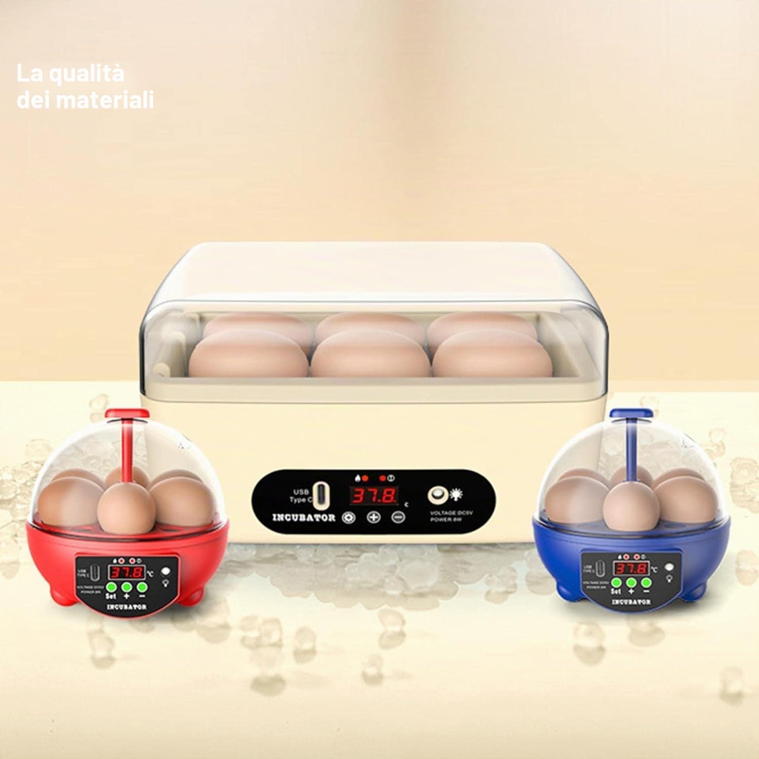 Mini Incubatrice Automatica per Uova, Incubatrice Automatica per 6 Uova con Rotazione Automatica delle Uova, Controllo della Temperatura, Per l'incubazione di Uova di Polli, Quaglie, Anatre