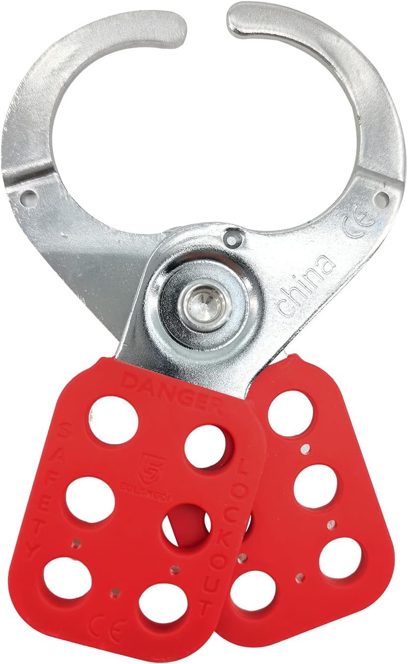 Lock Out Tag Out Hasp,Red 1.5 inch Jaw Diameter Stainless Steel Lockout Hasp Tamper-Proof Padlock Hasp with Extended Jaw,Nylon Handle,Impact-Resistant(10 Pack)