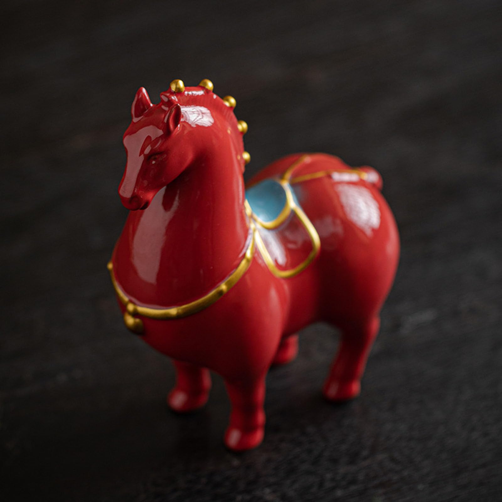 Artigianato di Statue di Cavalli in Ceramica, Ornamento di Statuette Feng Shui in Ceramica Rossa, Scultura di Animali di Cavallo Grasso e Carino Fatta a Mano per la Decorazione,A