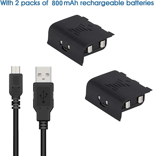 Miniatura 3 de Rii Xbox one Controller Charger with 2 Rechargeable Battery 800mAh Dual Charging Dock Station for Xbox OneOne SOne XElite Controller