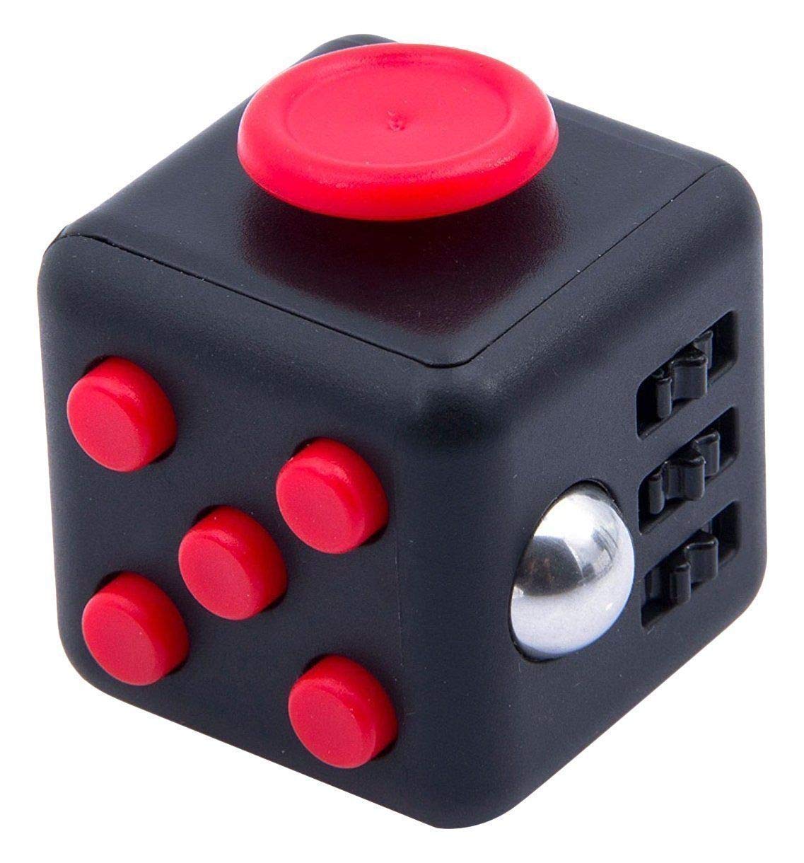 Cool Fidget Cube Vinyl Desk Toy Children Desk Toy Adults Stress Relief Cubes (Red/Black)