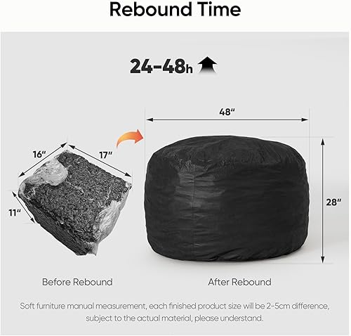 Miniatura 5 de Puf de 4 pies, relleno de espuma viscoelástica, funda de terciopelo extraíble, puf gigante para adultos y adolescentes, sofá redondo para