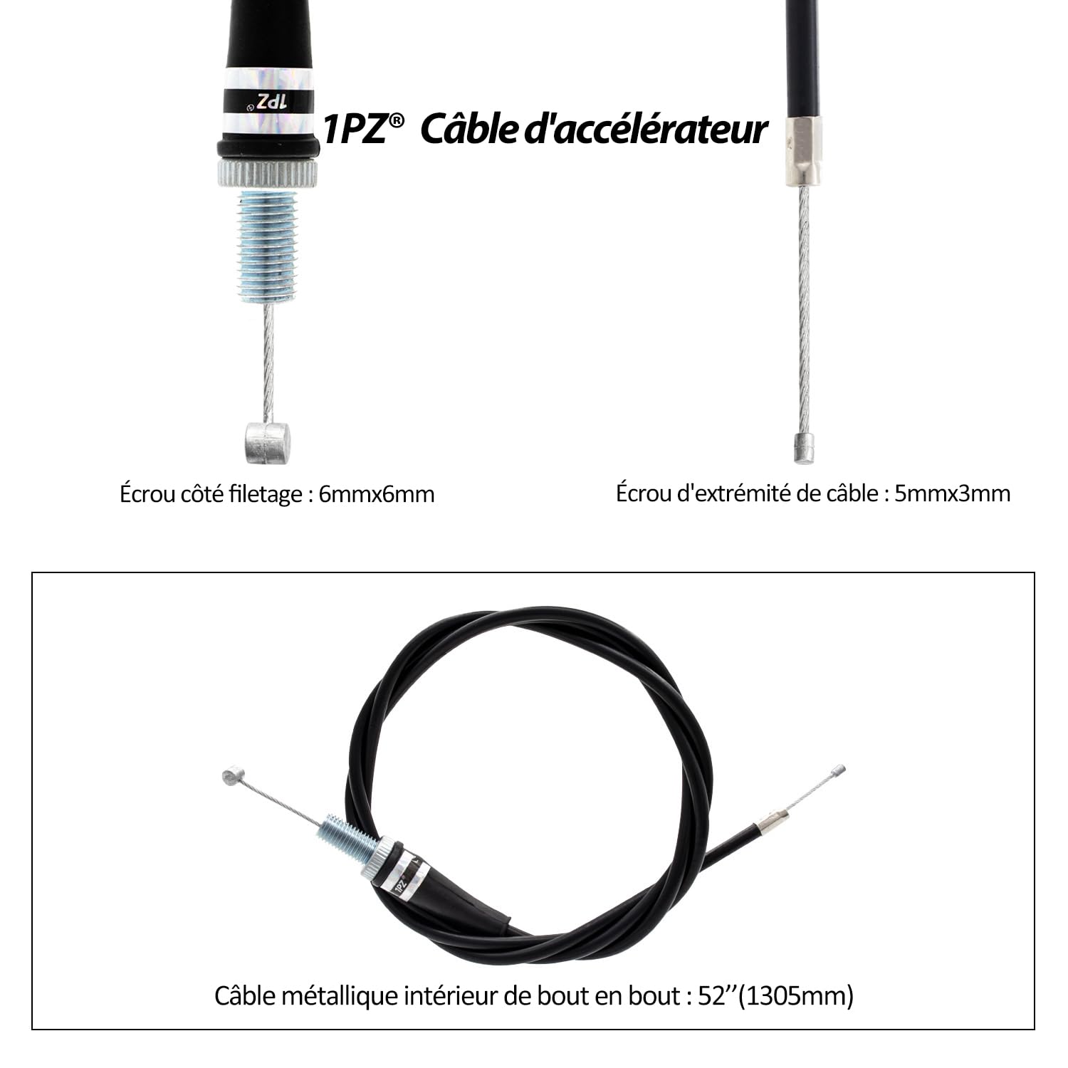 Kit Accélérateur Mini Moto - Poignées + Câbles 36" Et 51" - Compatible Coleman, MOTOVOX, Warrior 50cc à 250cc