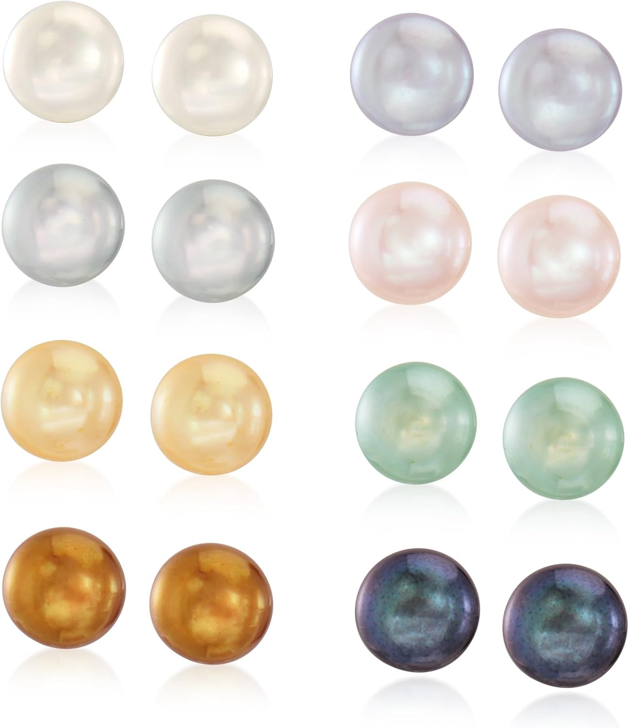 Ross-Simons 8-8.5mm Multicolored Cultured Pearl Jewelry Set: 8 Pairs Of Stud Earrings in Sterling Silver