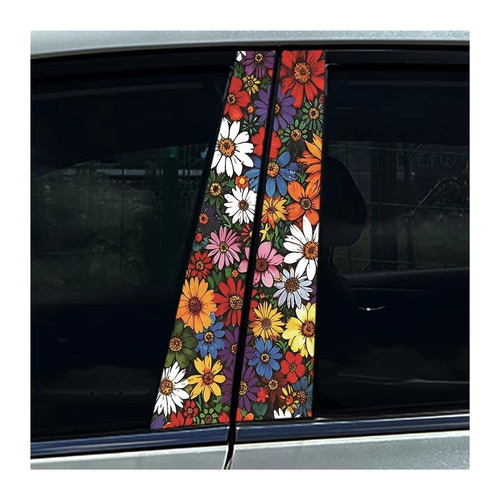 Bertdcx J Graffiti Dopamine Numerous Flowers Car Stickers Auto B-Pillar Decoration Auto Parts(J)