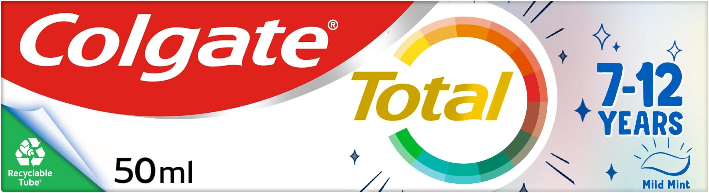 COLGATE Total 7-12 Years Mild Mint Toothpaste for Kids, 50ml - Sugar Acid Shield - Protects Against Cavities - Superior Protection for Their Whole Mouth*