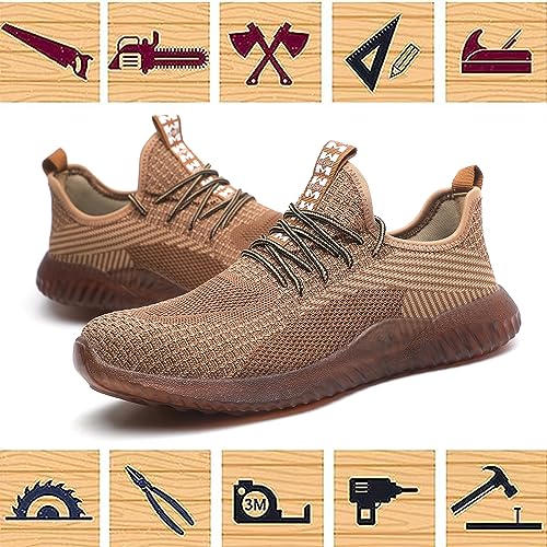 Image of Drecage Steel Toe Safety Shoes for Women Men Work Shoes Industrial & Construction Sneakers Puncture Proof Lightweight Working Shoes