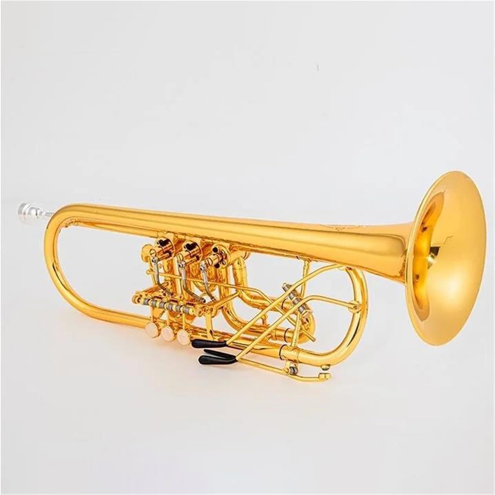 Trompete B-Trompeten-Drehventil B-Typ Flachmessing Gold Flachschlüssel Professionelles Trompeteninstrument