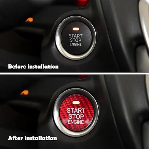 Miniatura 10 de QianBao Compatible con la cubierta del botón de arranque, de fibra de carbono, sin llave, para motor de automóvil, para Mazda 3, 6, CX-3, CX-4,