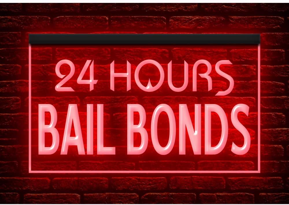 190197 24 Hours Bail Bonds Professional Service Office Shop Open Display LED Light Neon Sign (12" X 8", Red)