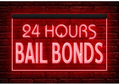 190197 24 Hours Bail Bonds Professional Service Office Shop Open Display LED Light Neon Sign 21.5" X 12", Red