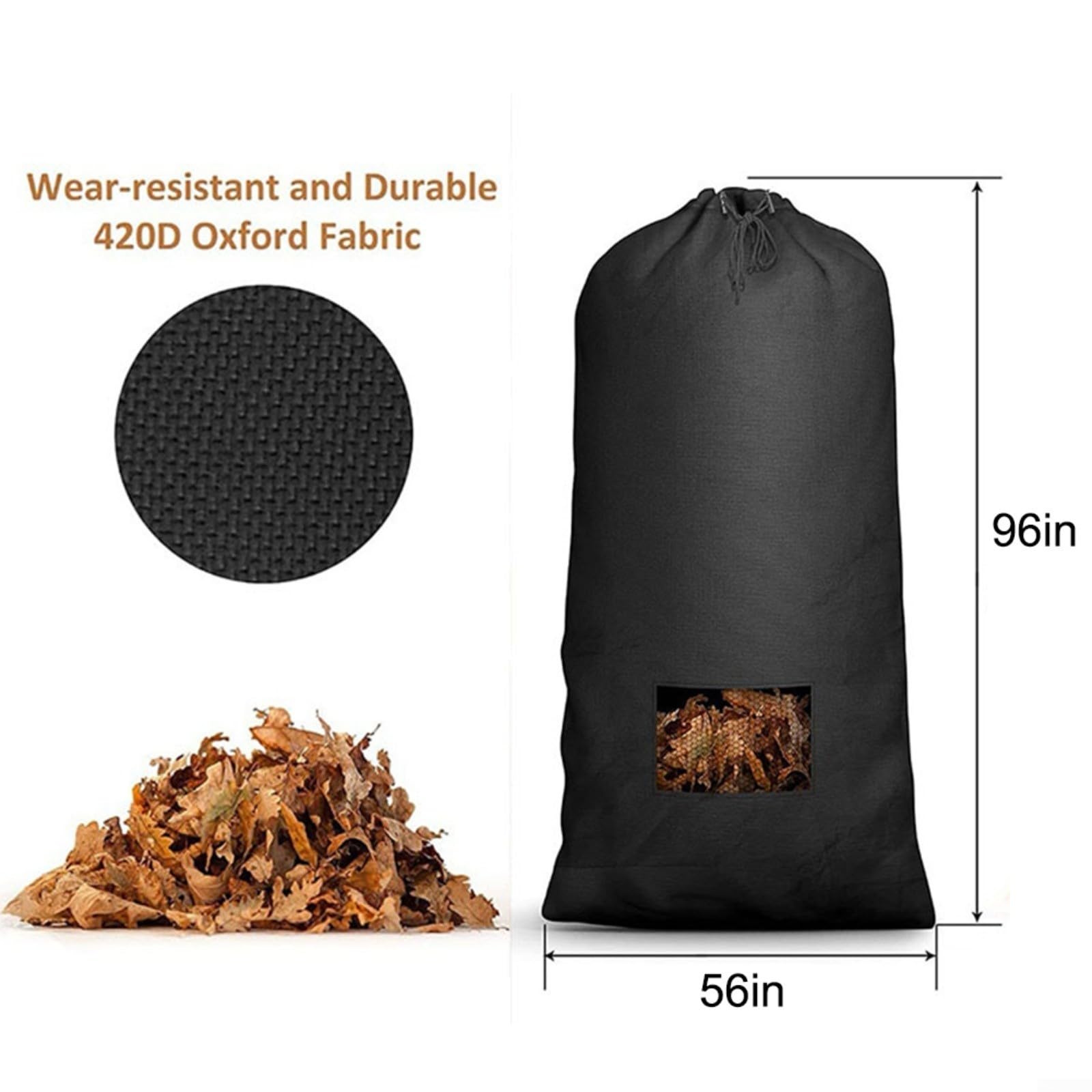 Rasentraktor Laubsack Verbesserte Rasenmäher Laubsack Garten Laubgrasfangtasche 420D Oxford Tuch Laubsammeltasche für Rasenmäher Traktor Garten Laubkollektion (243,8 x 142,2 cm)
