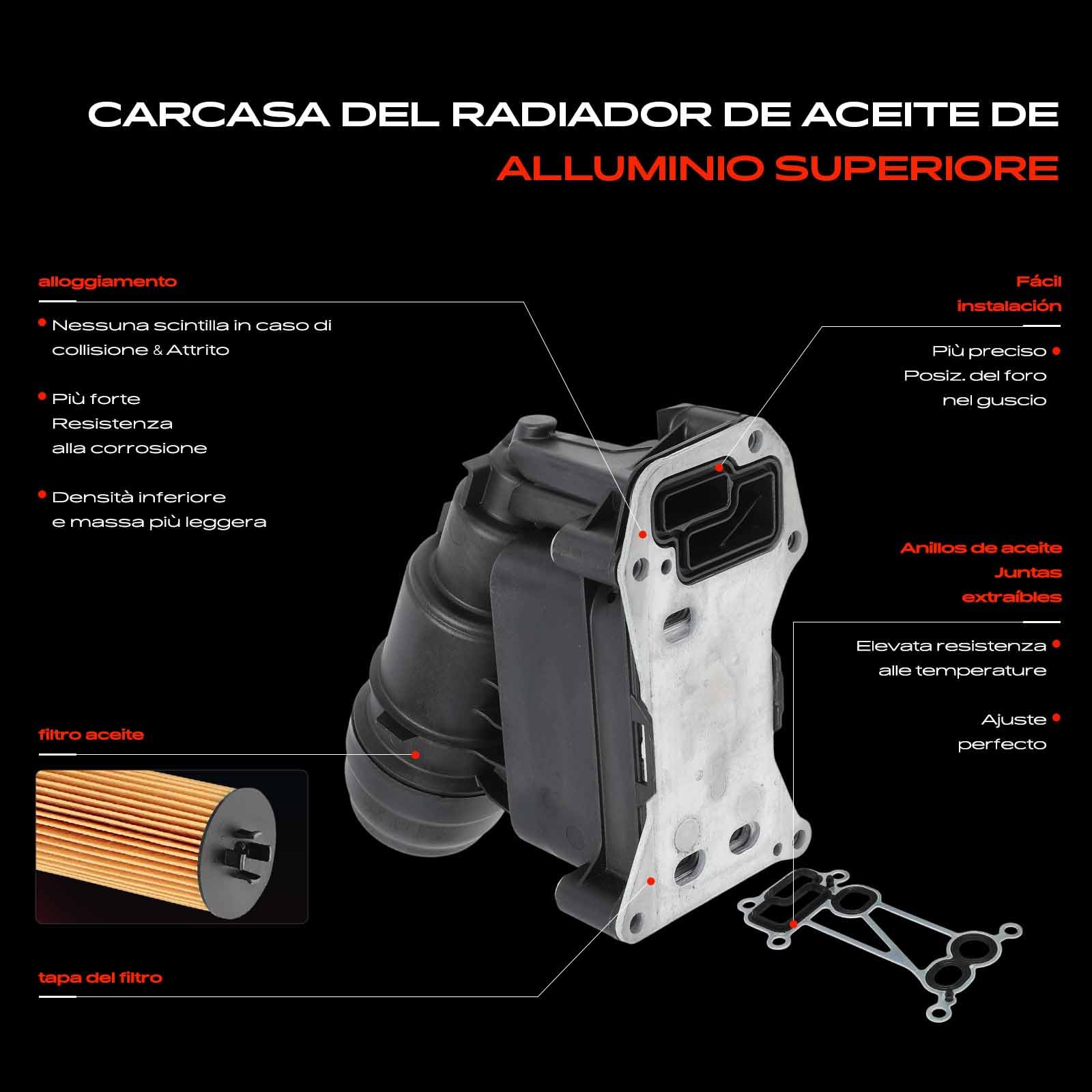Frankberg Radiatore dell'olio Motore Alloggiamento del filtro dell'olio Diesel Compatibile con Serie 1 F20 F21 Serie 3 E90 F30 F80 2 Coupé F22 F87 Serie 5 F10 X1 E84 Replace# 11427800066