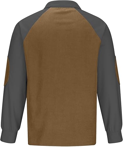 Miniatura 4 de Hombre Patchwork Jersey Manga Larga Sudadera Cuello Alto Botón Blusa Sudaderas Otoño Invierno Ropa Deportiva