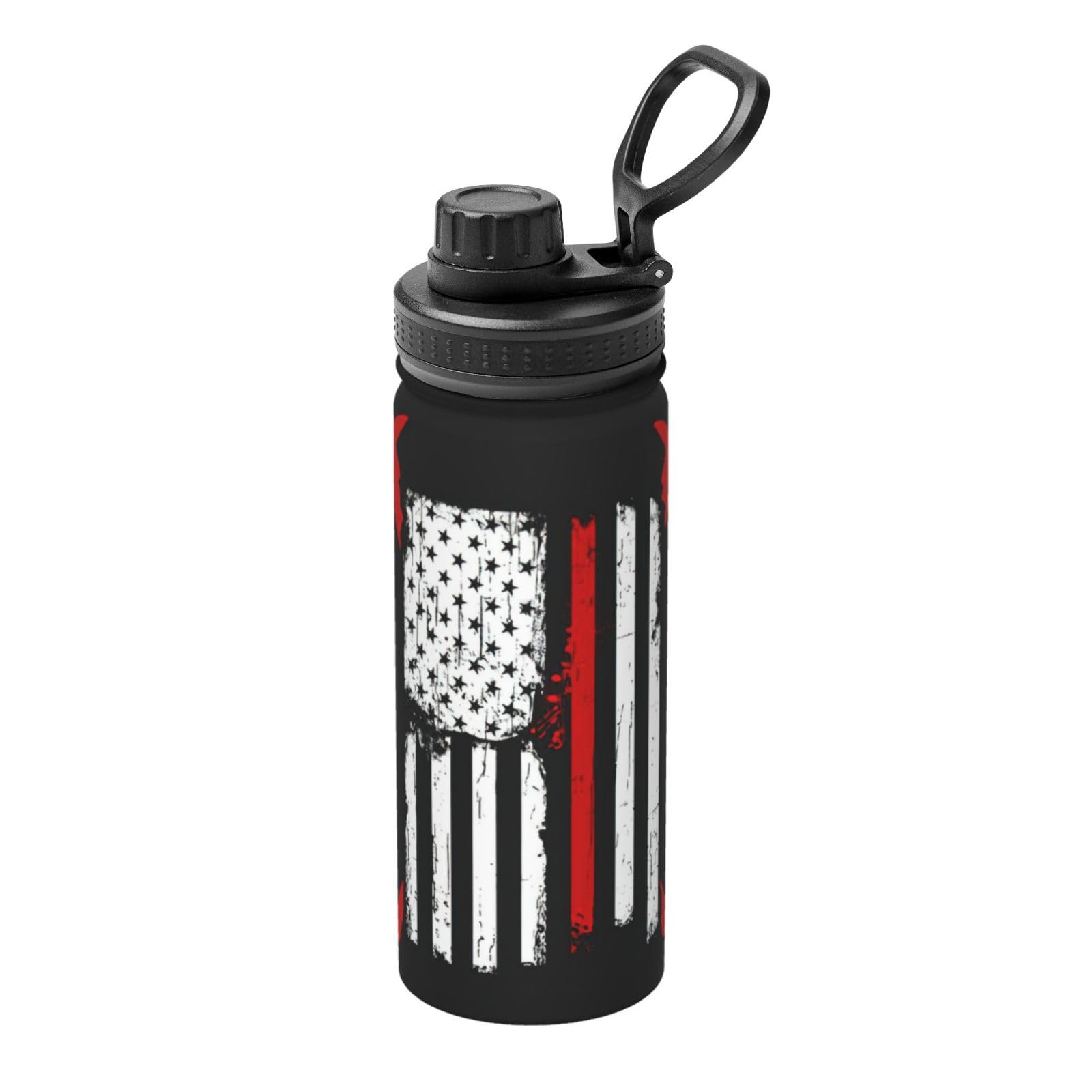 Kfjghhl Insulated Stainless Firefighter American Flag Steel Water Bottle For Sport Gym Travel Leak Camping Hiking Hydration