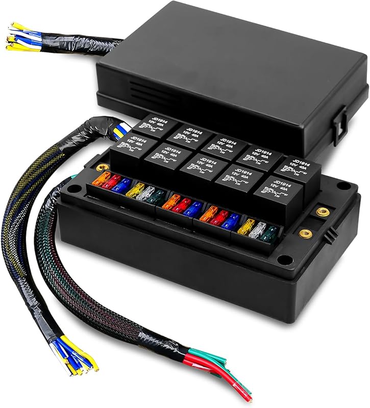 Caixa de Fusíveis e Relés Automotivos GMURA Pré-Cabeada, 10 Relés e 15 Fusíveis ATC/ATO, IP65 – Kit
