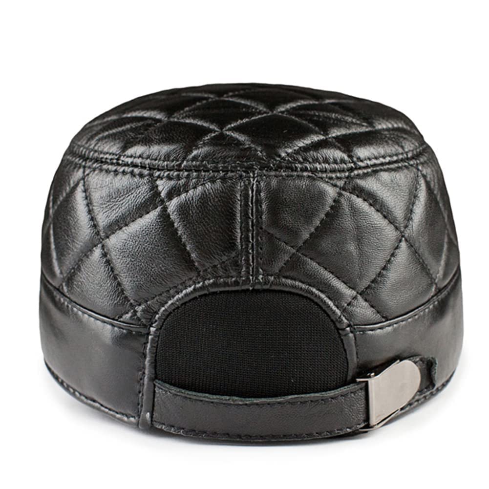 Maschio Inverno Caldo Vera Vera Pelle Cappelli da Esercito Piatto per Uomini Inverno Testa Calda Pesca per Pesca da Baseball bustine Black