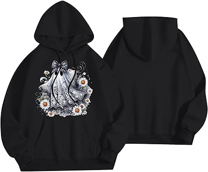 Halloween Hoodies for Women 2025 Fall Fashion Long Sleeve Cute Ghost Graphic Lightweight Hoodie with Pockets