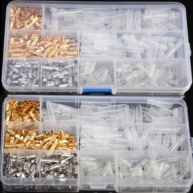 300PCS 3.9mm Gold Brass Electrical Terminal Male & Female Car Wire Connector with Sleeve for Motorcycle Truck