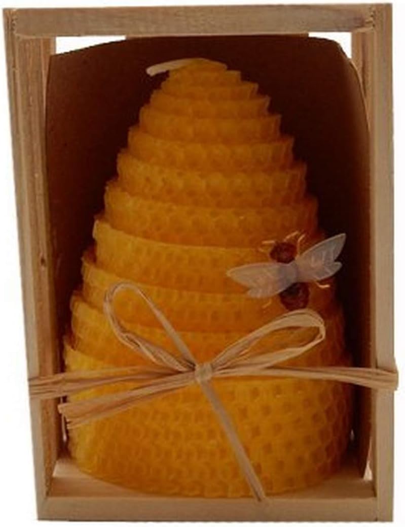 Beeswax Yellow Honeycomb Shaped Pillar Candle, 3 by 4-Inch