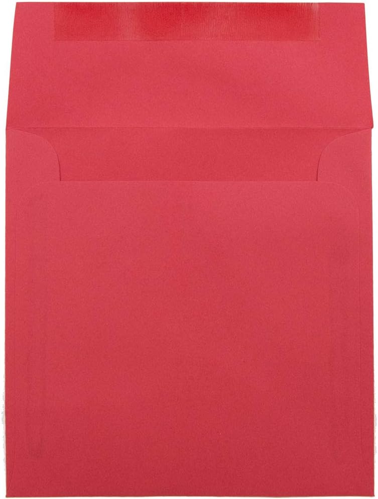 JAM PAPER 6 x 6 Square Colored Invitation Envelopes - Red Recylced - 25/Pack