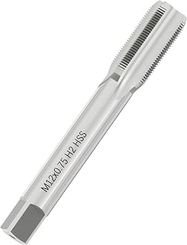 Metric Machine Tap M12 x 0.75, HSS 6542 Screw Tap H2, 3 Straight Flutes Thread Hole Repair Tools, Screw Milling Threading Machinist RepairM12 x 0.75mm