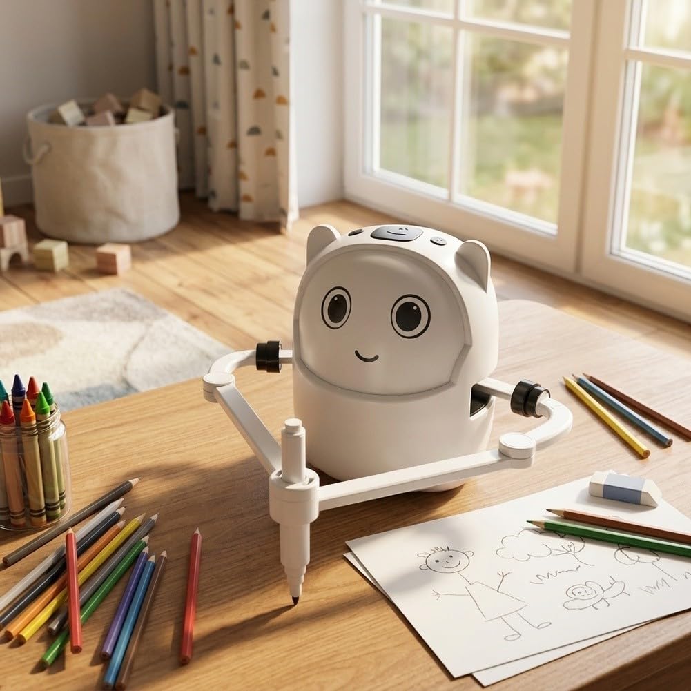 Robot Dessinateur Automatique avec 100 Cartes pour Enfants(White)