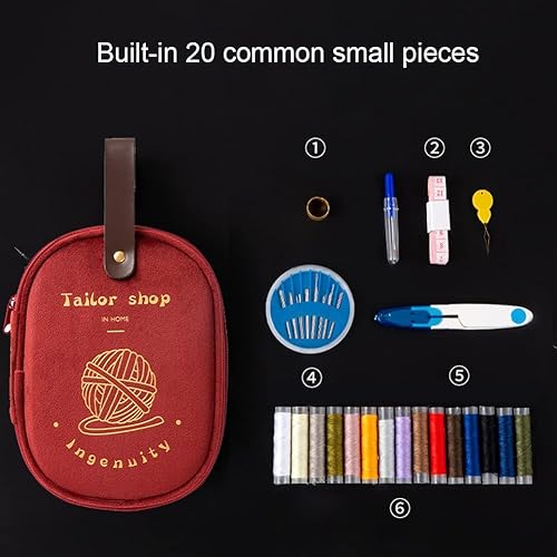 Miniatura 5 de Kit de costura de viaje para adultos y niños, kit de costura para principiantes con agujas de reparación y costura, tijeras, dedal, hilo, regla