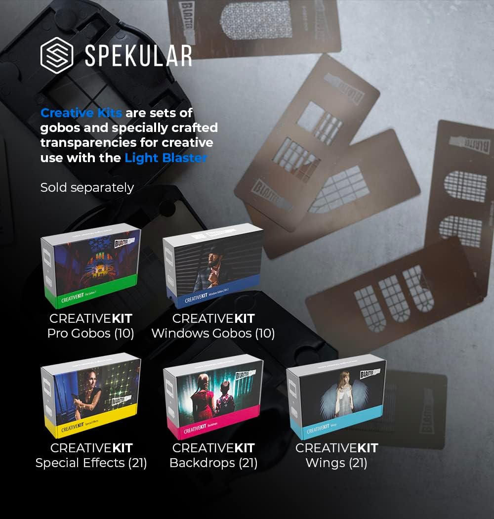 Spekular Light Blaster Optical Snoot Strobe-Based Projection System for Photography Lighting with Gobos and Transparencies | Light Blaster + Gobos for Nikon F Lenses