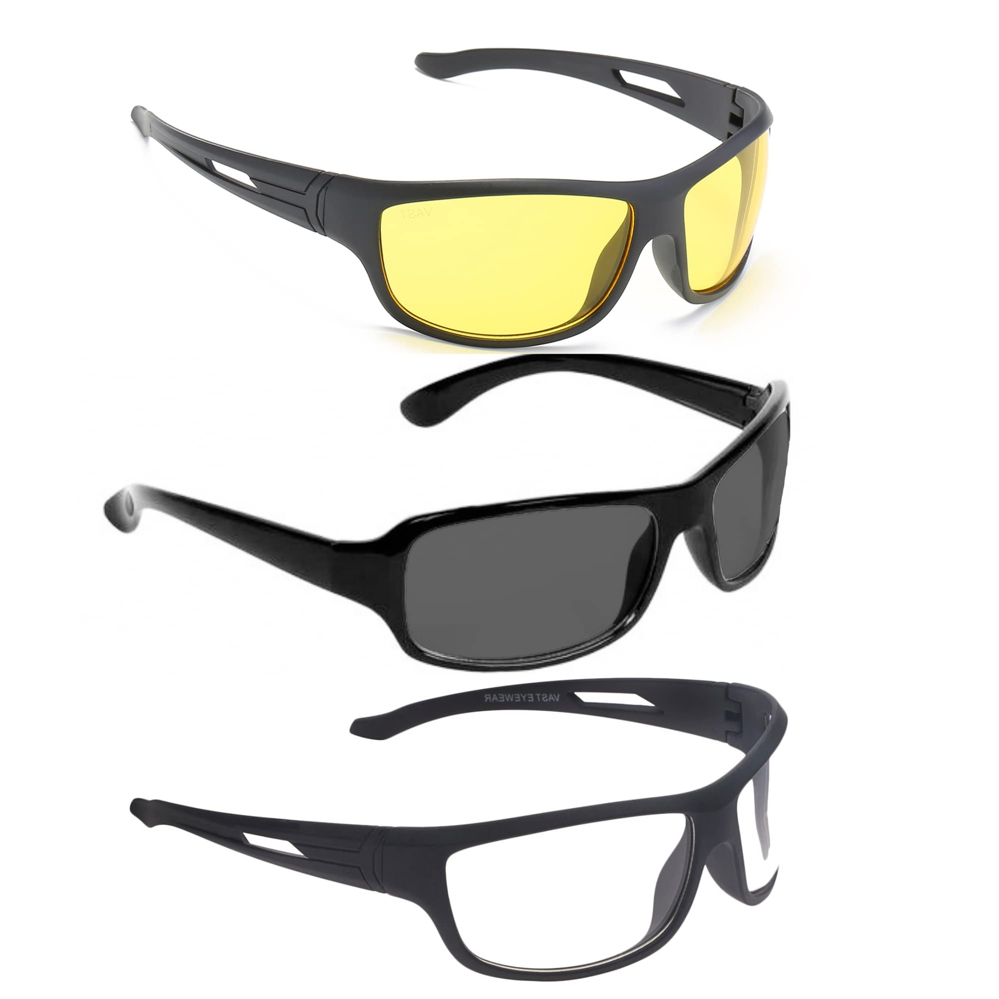 VastTransparent Safety Goggles For Riding Bikes, Driving Sunglasses For Men Women Boys And Girls (Clear Glasses Day And night driving