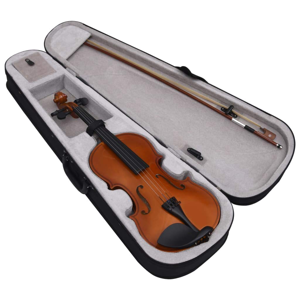 Violine Komplettset mit Bogen und Kinnstütze Dunkles Holz 4/4