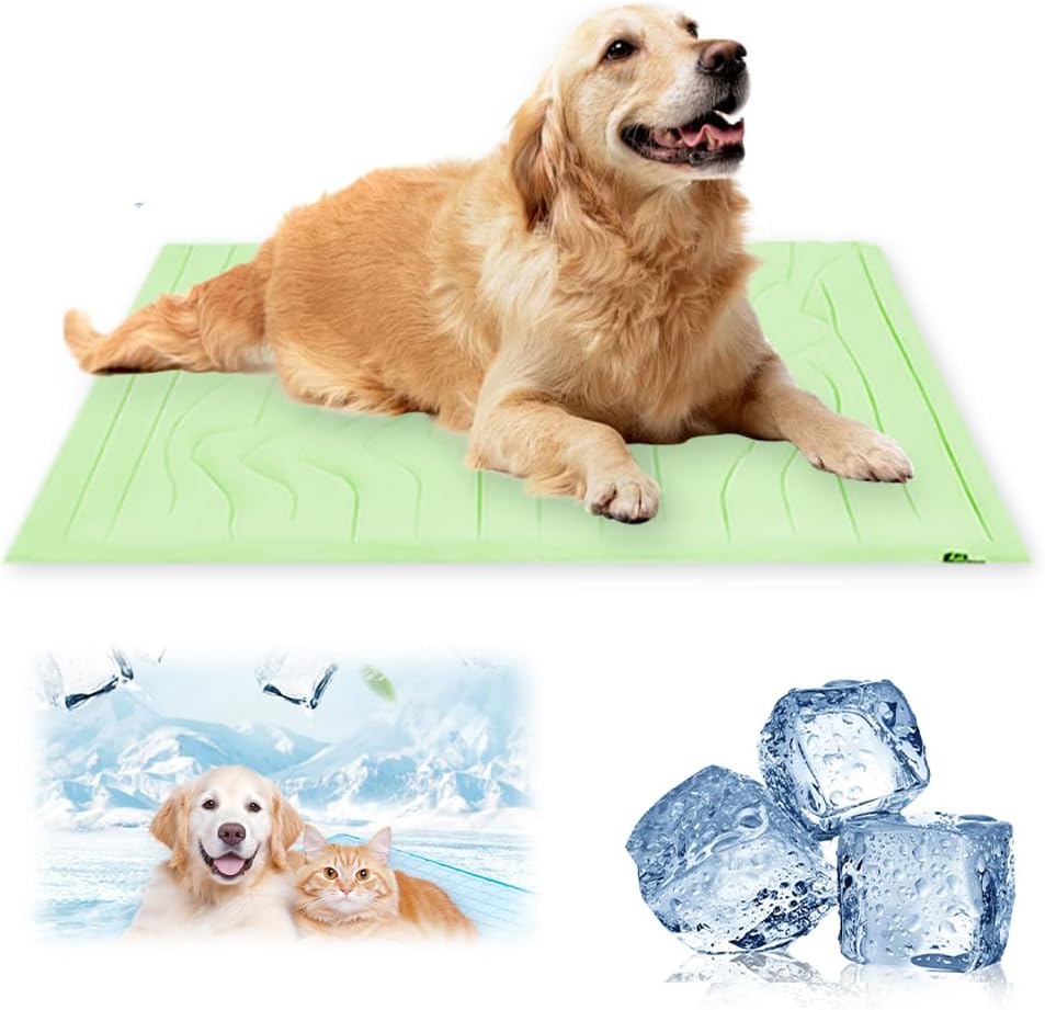 Dog Cooling Mat, 2025 Upgraded Cooling Mat for Dogs, Breathable Dog Bed with Non-Slip Design, Durable Cool Pad for Cats Washable Summer, Pets Sleeping Mats Home Outdoor (Khaki, X-Large)