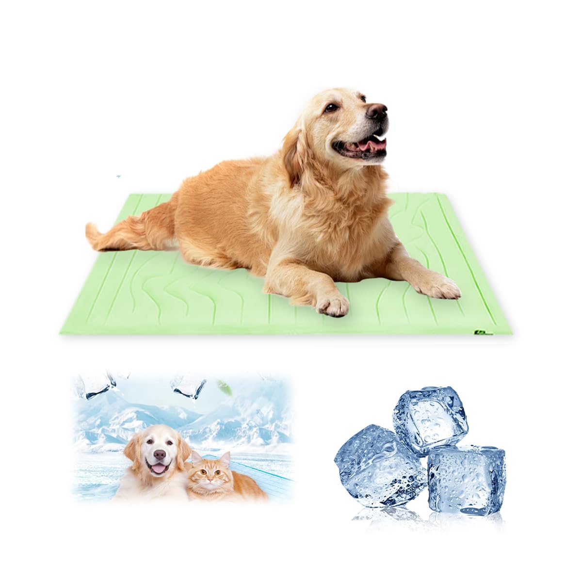 Tapis rafraîchissant pour chien, lit respirant pour chiens et chats, avec design antidérapant, tapis frais durable lavable pour l'été, pour animaux de compagnie, pour la maison et l'extérieur