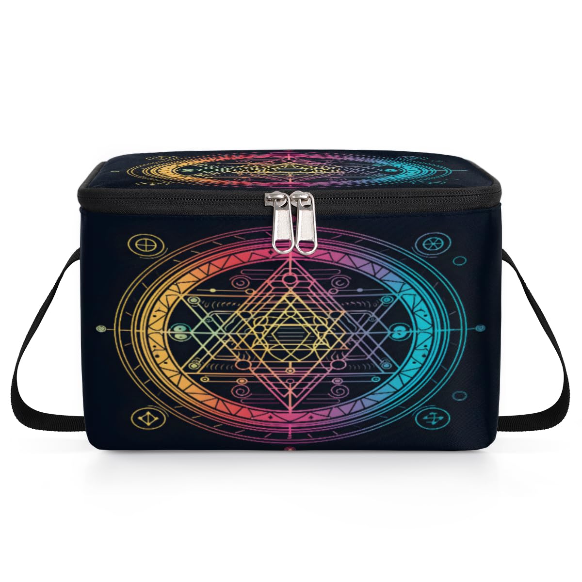 GzLeyigou Magic Circle Lunch Bags for Women Men 9 Cans, Hot & Cold Food Delivery Bag Insulated Grocery Bag Insulated Lunch Box Pentagram Cooler Bag for Office Work Picnic Beach