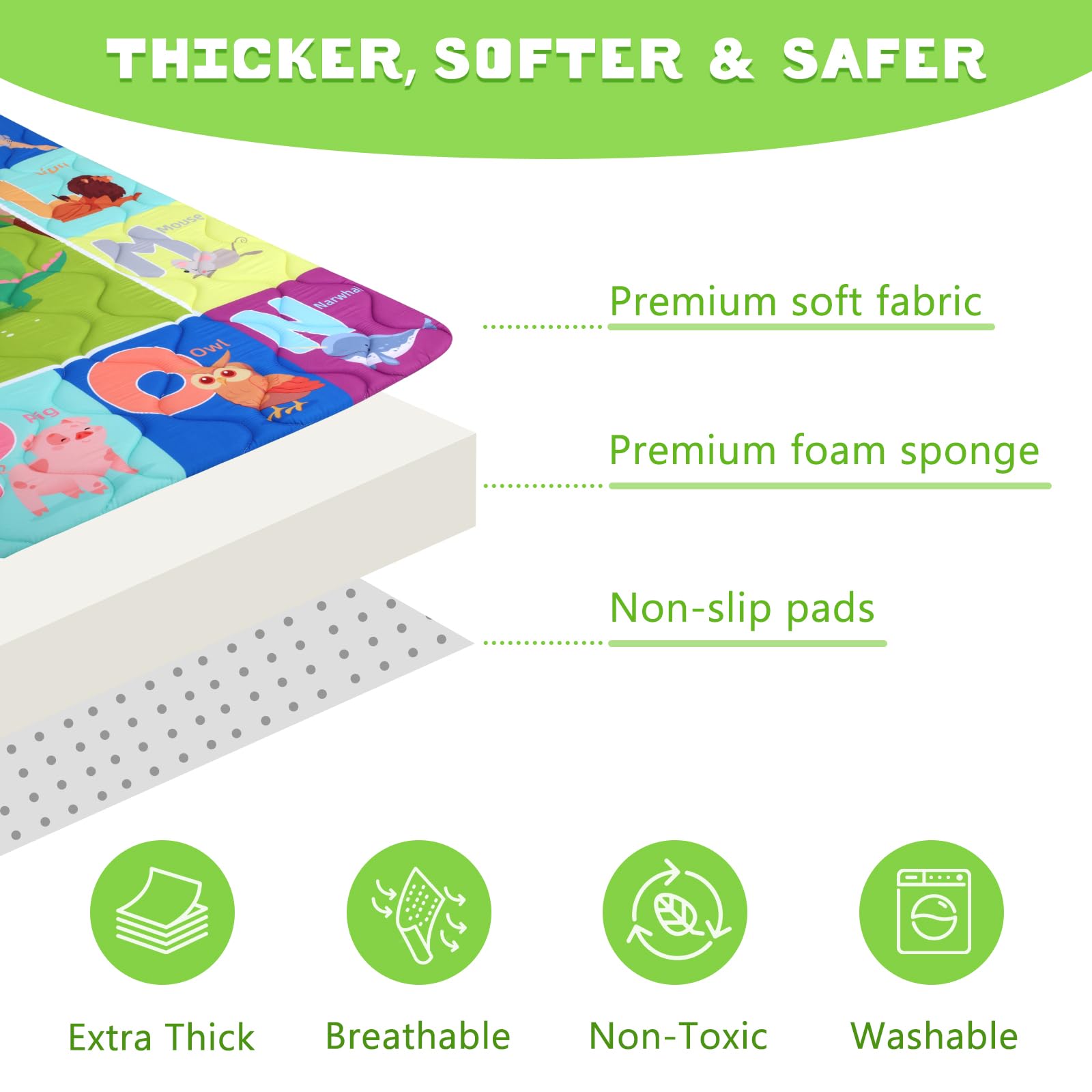 decalsweet Tappeto Gioco Bambini 150×180cm, Addensato 2cm Tappeto Gioco Neonato, Antiscivolo Pieghevole Tappeto Cameretta Bambina & Bambino, Tappeto Tummy Time Neonati (Concerti di animali)