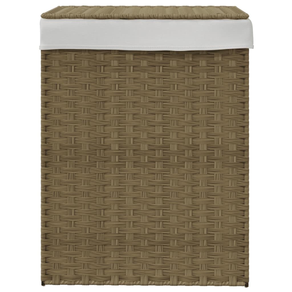 Mangloder Wäschekorb mit Deckel aus Poly Rattan 46 x 33 x 60 cm, handgewebt, klappbar, mit Griff und Innenbeutel für Schmutzwäsche, Badezimmer, Schlafzimmer und Waschküche