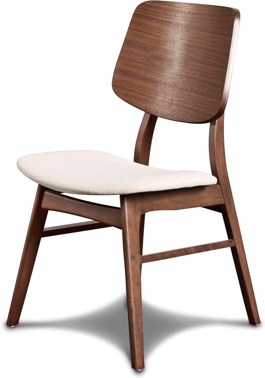 New Classic Furniture Oscar Dining Chair (Set of Six), 100% Polyester Natural Beige Fabric, Walnut Brown Finish
