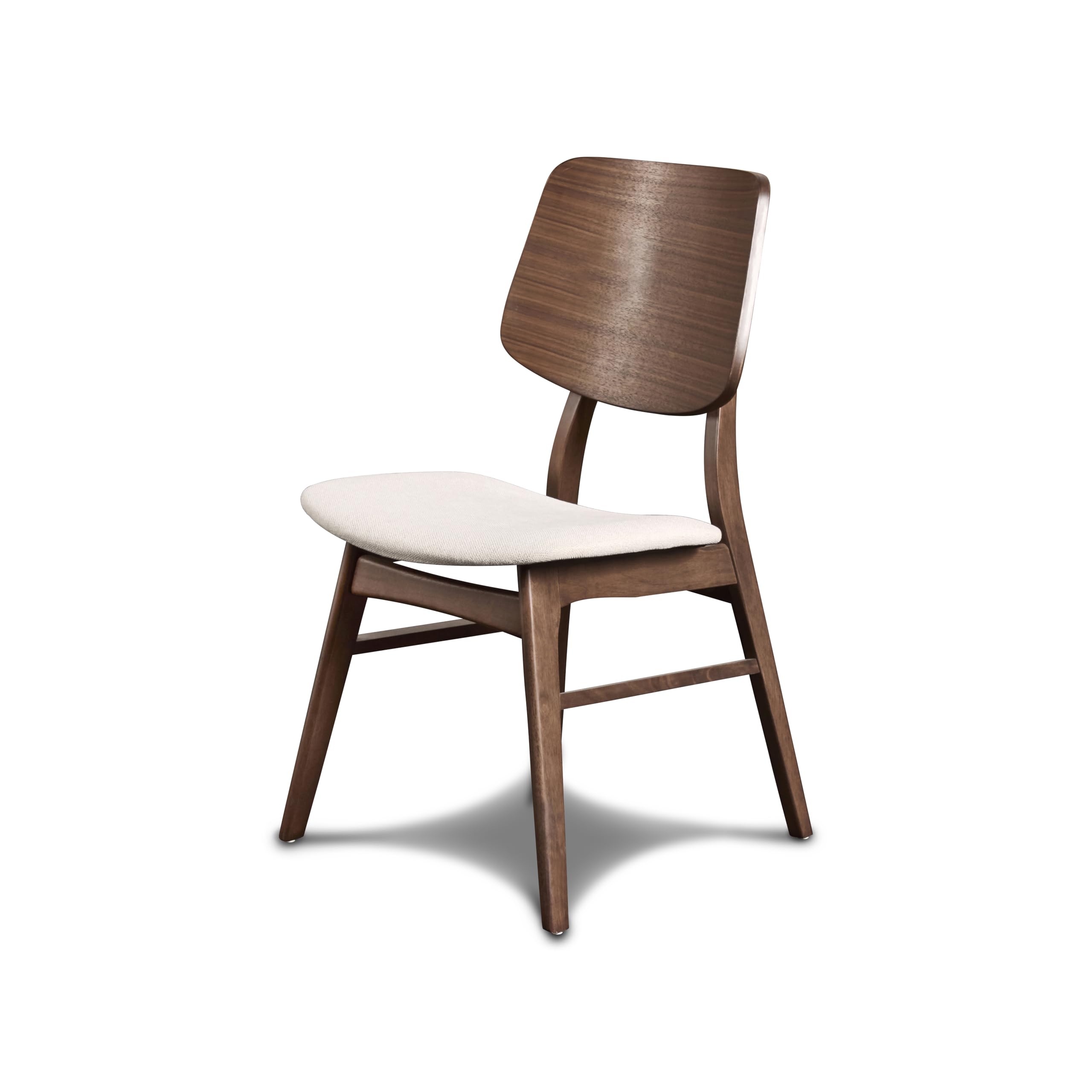 New Classic Furniture Oscar Dining Chair (Set of Two), 100% Polyester Natural Beige Fabric, Walnut Brown Finish