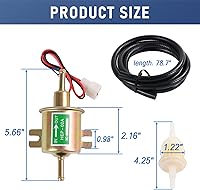 Vista 5 de Kit de bomba de combustible eléctrica universal de 12V, 3-6 PSI, baja presión con filtros de combustible, 10 abrazaderas de manguera, 6.56 pies
