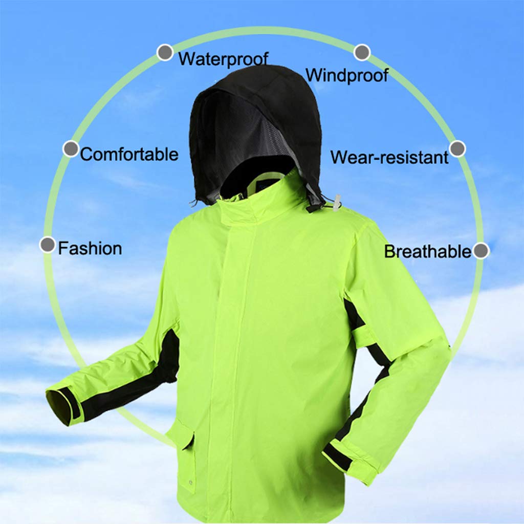 Chaqueta de Lluvia para Adultos Ropa de Lluvia Ligera a Prueba de Viento Reflectante Transpirable con Capucha Bolsillos con Cremallera para Bicicleta de montaña Caza Invierno Vera