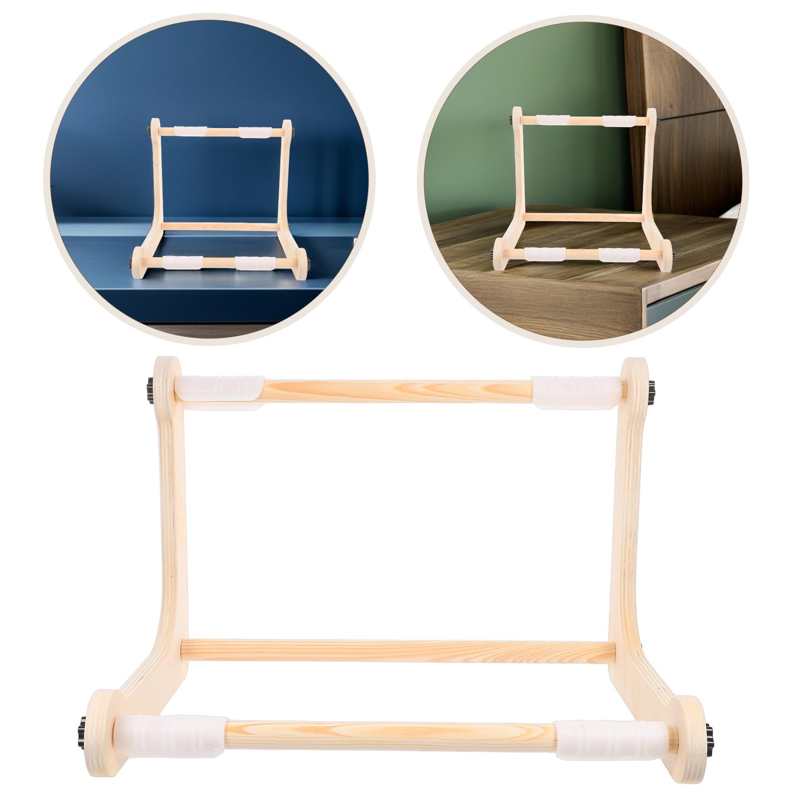 DOITOOL Soporte Ajustable para Aro de Bordar de Madera Maciza Soporte de Regazo y Mesa para Punto de Cruz Bastidor Portátil para Labores de Aguja y Tapices Adecuado para Manualidades y