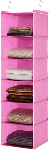 Miniatura 13 de MAX Houser Organizador colgante de armario de 6 niveles, estante colgante de tela con 2 ganchos resistentes para almacenamiento, plegable (beige)
