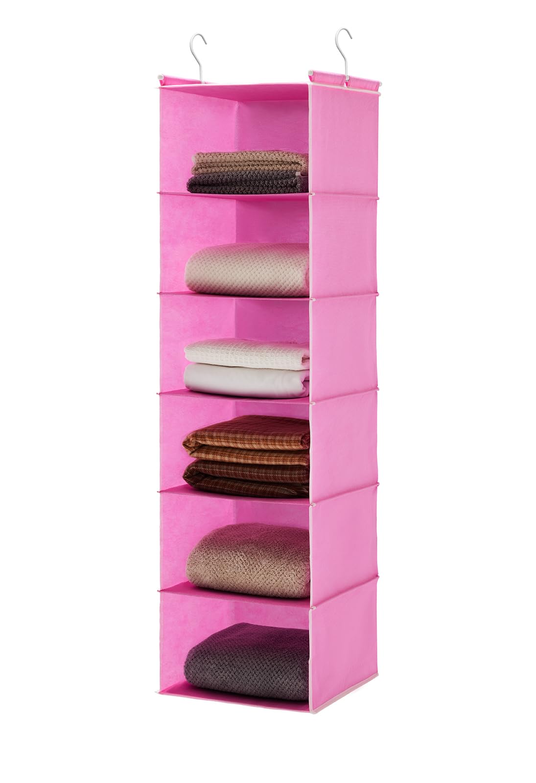 MAX Houser 6-Shelf Hanging Closet Organizer with 2 Sturdy Hooks, Pink