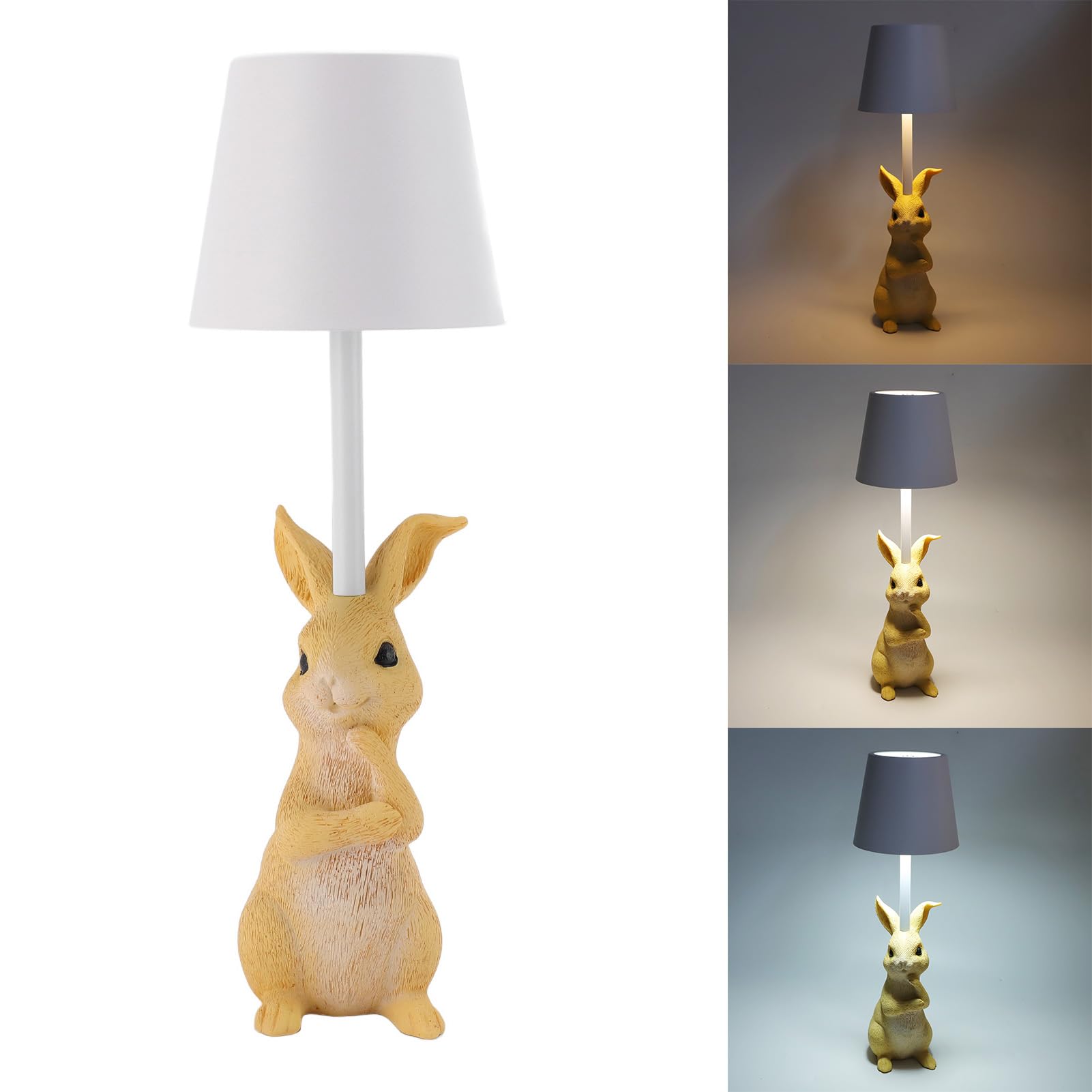 Mała Stołowa, LED z Królikiem Zwierzęcym, na Biurko z 3-kolorową możliwością ściemniania, Sterowanie Dotykowe, Lampka Nocna Obok Lampy Stołowej Lampka Nocna