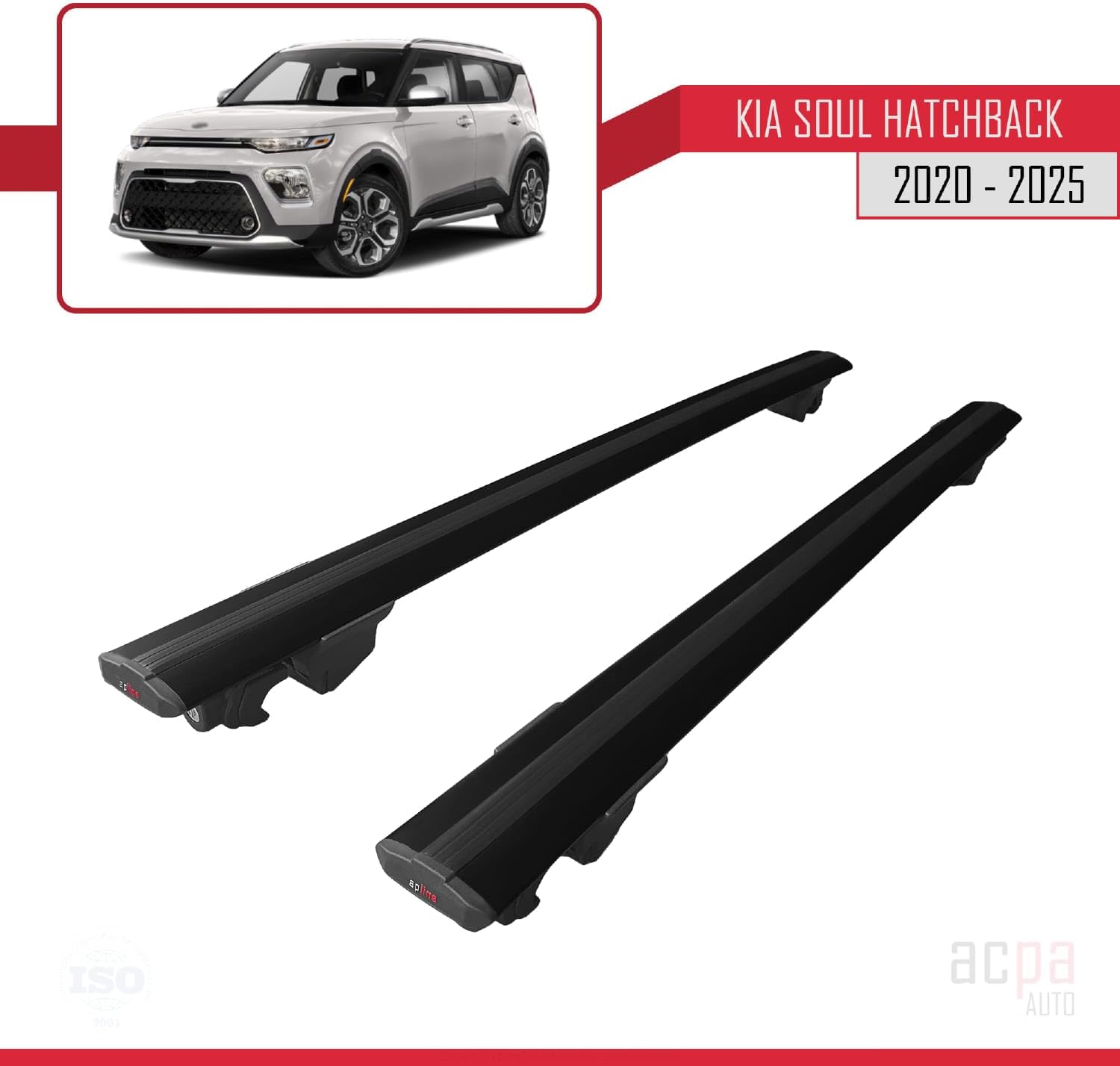Compatible with Kia Soul (SK3) 2020-2023 Roof Rack Hook Pannier Rack Railing Rack with Key Aluminium Black