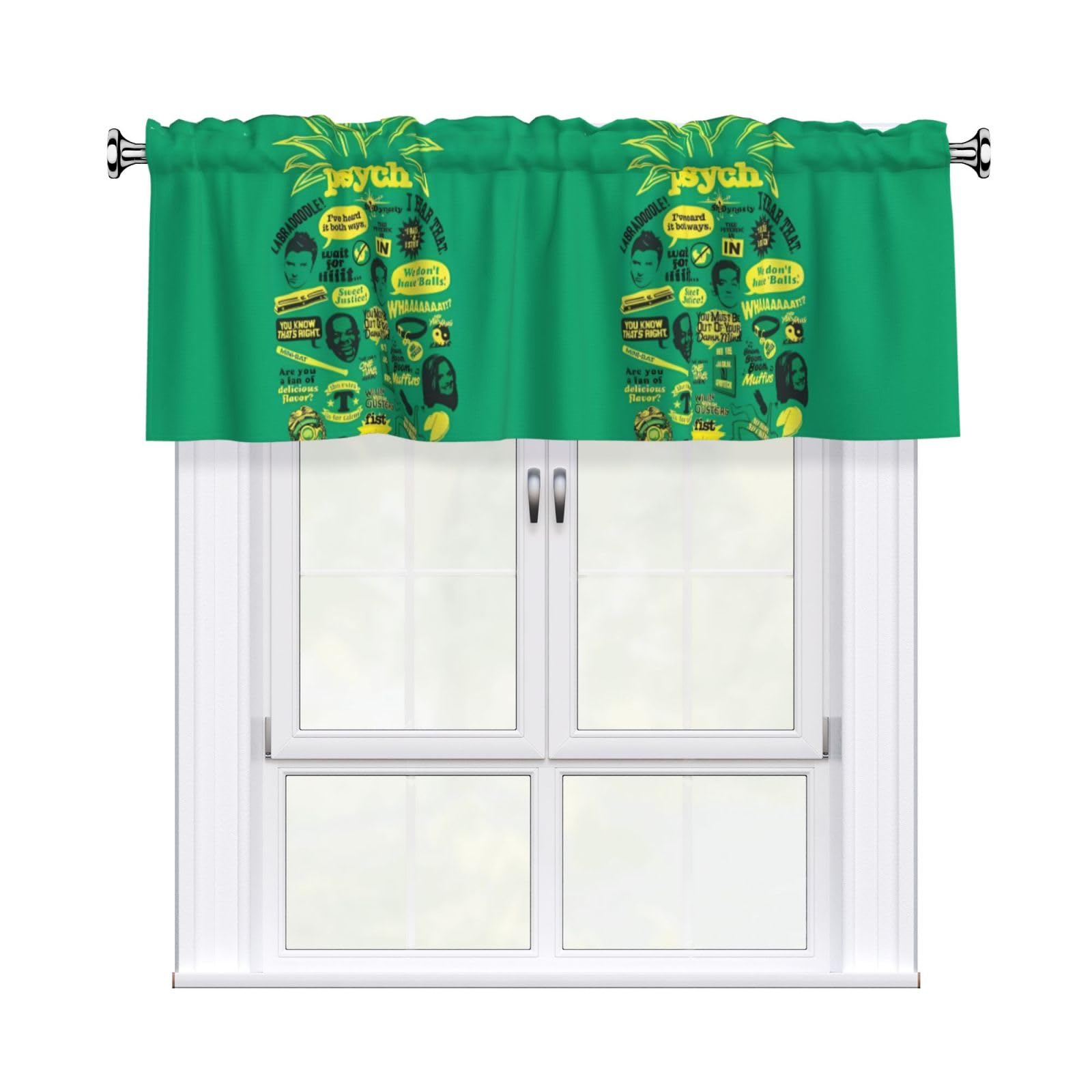 WHJDPP Psych pineapple quote Prints Charming Kitchen Window Cover – 54x18 Inch Peach Skin Valance with Decorative Print