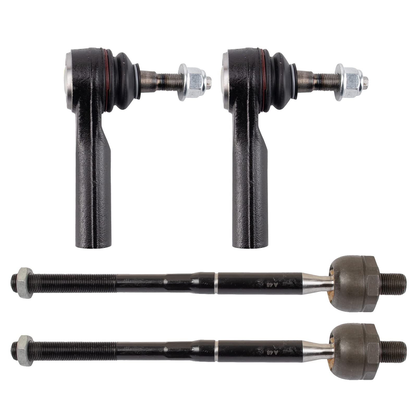 TRQ Front Inner and Outer Tie Rod Set Compatible with 2015-2022 Ford Mustang