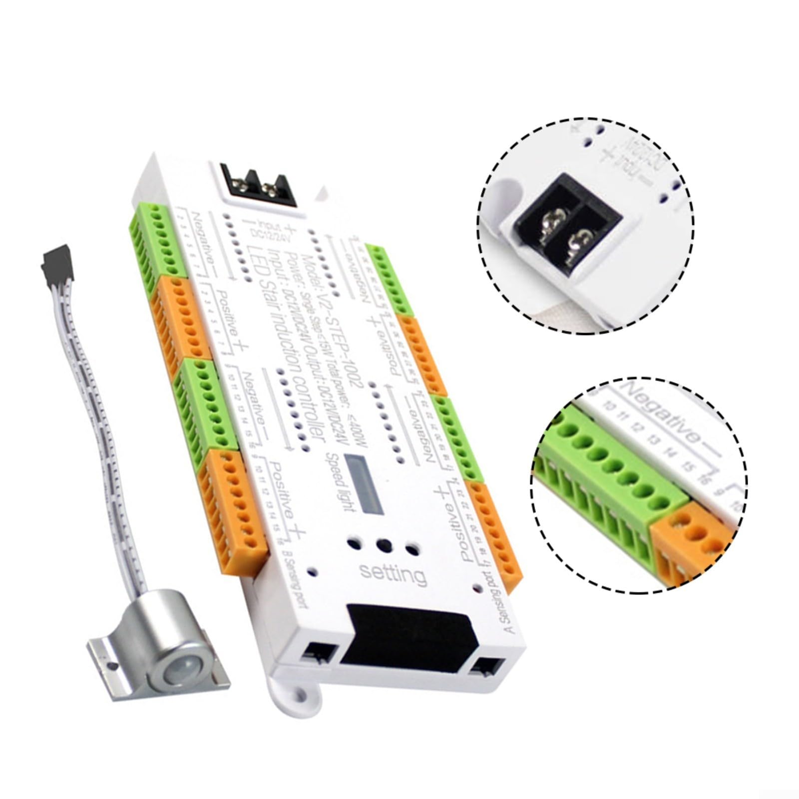 Sensore di movimento LED regolatore della luce della scala 32 canali Controllo automatico di illuminazione 120 ° Angolo di rilevamento 1- Distanza bassa tensione 12V-24V